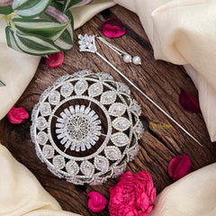 Vriksham Exquisite Zircon Stone Hair Ornament CZ Stone Hair Bun Cage Accessory-BH1258