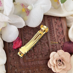 Vriksham Kundan Hair Clip-Pink-Twisted Floral-H990