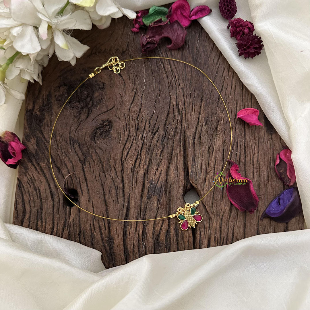 Precious Firosa Green Jadau Butterfly Pendant Invisible Neckpiece-G15555