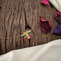 Precious Firosa Green Jadau Butterfly Pendant Invisible Neckpiece-G15555