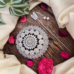 Vriksham Classic Round Floral Bun Ornament CZ Stone Hair Bun Cage Accessory-BH1259