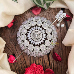 Vriksham Classic Round Floral Bun Ornament CZ Stone Hair Bun Cage Accessory-BH1259