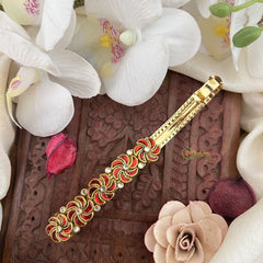 Vriksham Kundan Hair Clip-Red-Twisted Floral-H992
