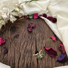 Precious Green Jadau Butterfly Pendant Invisible Neckpiece-G15553