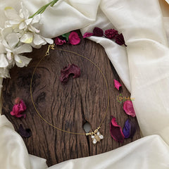 Precious White Jadau Butterfly Pendant Invisible Neckpiece-G15554