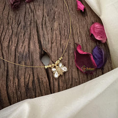 Precious White Jadau Butterfly Pendant Invisible Neckpiece-G15554