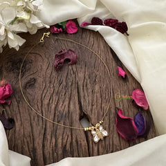 Precious White Jadau Butterfly Pendant Invisible Neckpiece-G15554