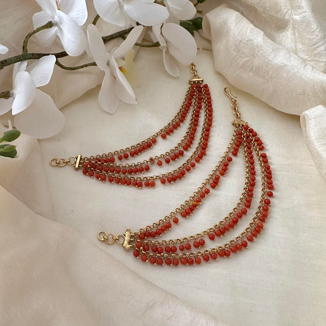 Unique 3 Layer Coral Maatil-Ear Chain-G14235