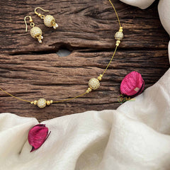 Vriksham Unique 3 Crystal Boll Pendant Invisible Chain-White-G20622