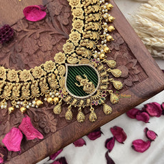 Vriksham Gold Look Alike Floral Lakshmi Long Neckpiece-Gold Bead-G18046