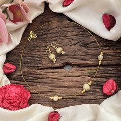 Vriksham Unique 3 Crystal Boll Pendant Invisible Chain-White-G20622