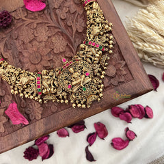 Vriksham Gold Look Alike Lakshmi Long Neckpiece-Gold Bead-G18062