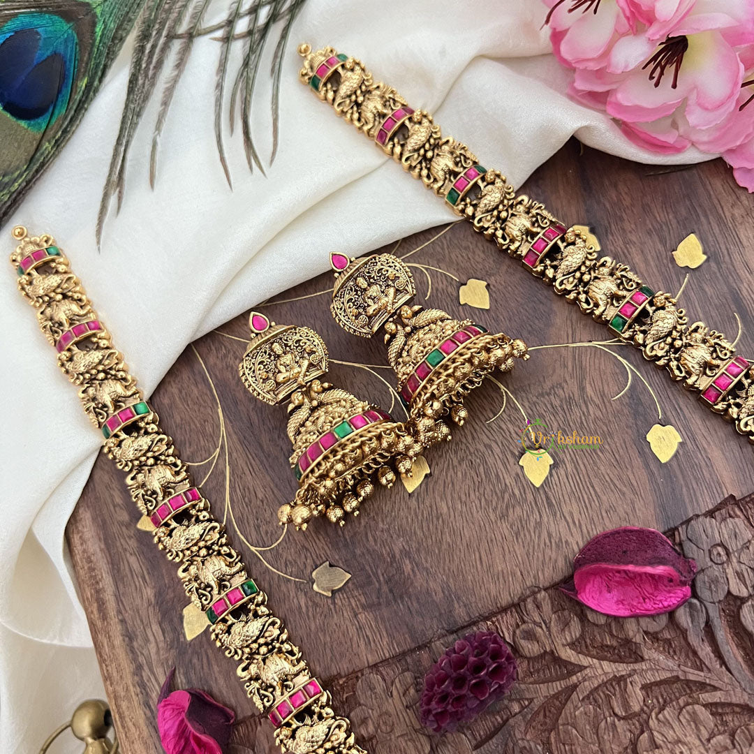 Vriksham Gold Look Alike Lakshmi Long Neckpiece-Gold Bead-G18062