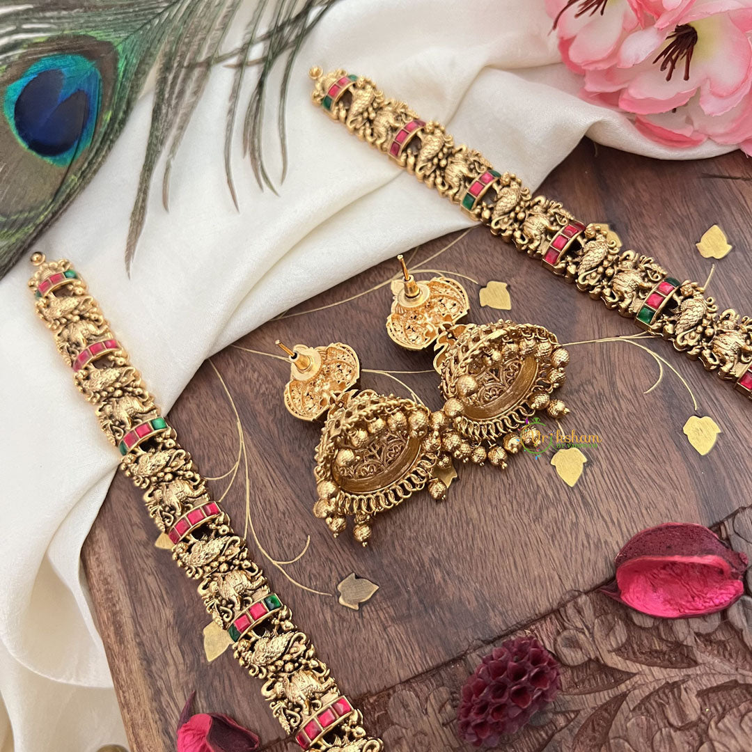 Vriksham Gold Look Alike Lakshmi Long Neckpiece-Gold Bead-G18062