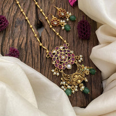 Vriksham Exclusive Red Stone Pendant Chain-Green Bead-G15650