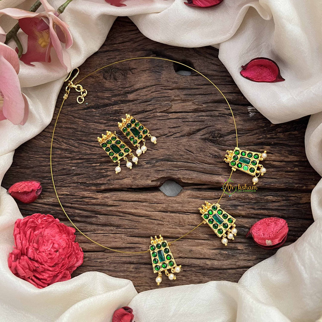 Vriksham  Premium 3 Square Pendant Invisible Chain-Green-G20624