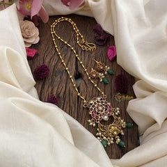 Vriksham Exclusive Red Stone Pendant Chain-Green Bead-G15650