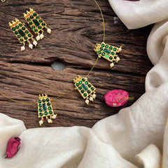 Vriksham  Premium 3 Square Pendant Invisible Chain-Green-G20624