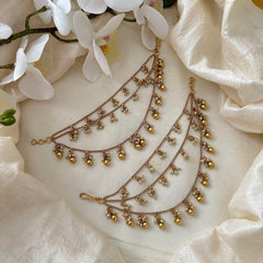 3 Layer Gold Bead & Pearl Maatil-Ear Chain-G14257