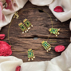 Vriksham  Premium 3 Square Pendant Invisible Chain-Green-G20624