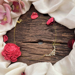 Vriksham Designer Floral Pendant Invisible Chain-White-G20621