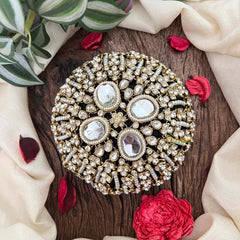 Vriksham Luxury Kundan & Pearl Studded Hair Bun Net & Hair Bun Cage Accessory-BH1265