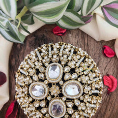 Vriksham Luxury Kundan & Pearl Studded Hair Bun Net & Hair Bun Cage Accessory-BH1265