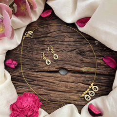 Vriksham Elegant 3 Pear Pendant Invisible Chain-White Green-G20615