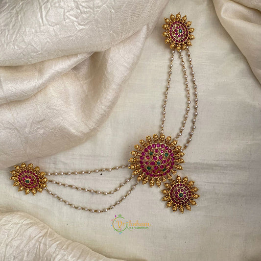 Elegant Flower Jada Bun Billai with Maatil - Pearl Maatil - G11476