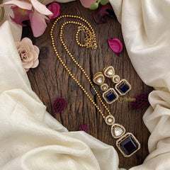 Deep Blue Victorian Diamond Pendant Chain -VV583