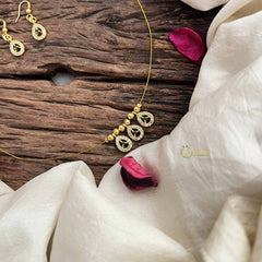 Vriksham Elegant 3 Pear Pendant Invisible Chain-White Green-G20615