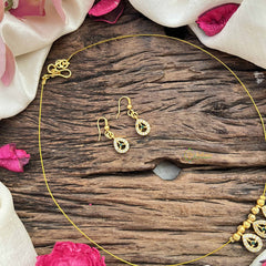 Vriksham Elegant 3 Pear Pendant Invisible Chain-White Green-G20615