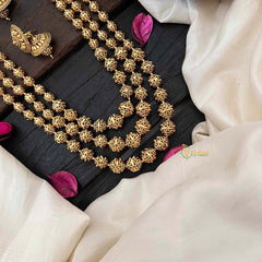 Vriksham Royal Three-Layered Antique Gold Bead Haaram-G21990