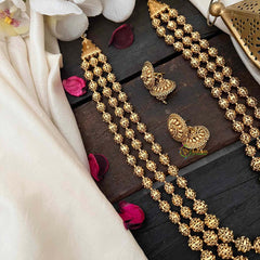 Vriksham Royal Three-Layered Antique Gold Bead Haaram-G21990