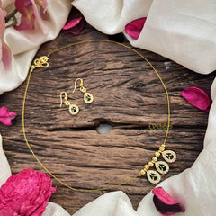 Vriksham Elegant 3 Pear Pendant Invisible Chain-White Green-G20615