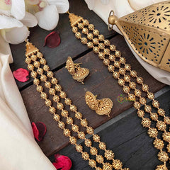 Vriksham Royal Three-Layered Antique Gold Bead Haaram-G21990