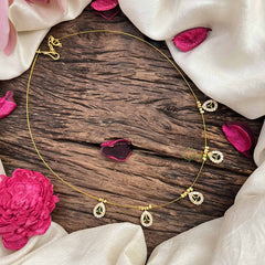 Vriksham Elegant 5 Pear Pendant Invisible Chain-White Green-G20616