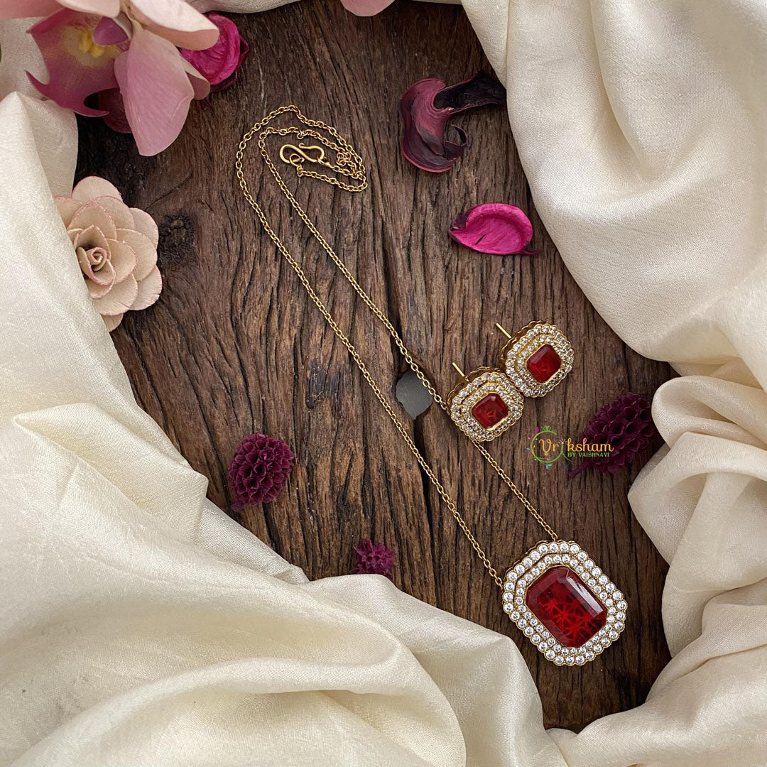 Victorian Diamond Pendant Chain -Red-VV585