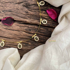 Vriksham Elegant 5 Pear Pendant Invisible Chain-White Green-G20616