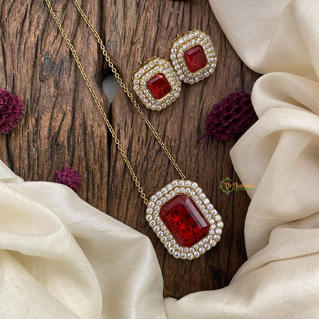 Victorian Diamond Pendant Chain -Red-VV585