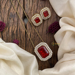 Victorian Diamond Pendant Chain -Red-VV585