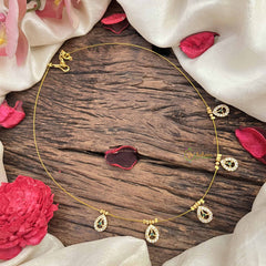 Vriksham Elegant 5 Pear Pendant Invisible Chain-White Green-G20616