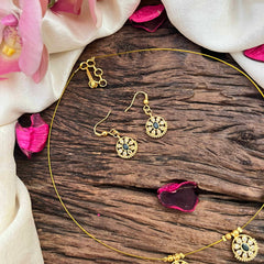 Vriksham Classic Gold Touch Floral Pendant Invisible Chain-White Green-G20606