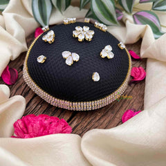 Vriksham Elegant Minimalist White Stone Floral Juda Net With Hair Bun Cage Accessory-BH1274