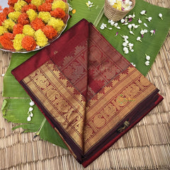 Pleasant Red Silk Cotton Saree -VS1723