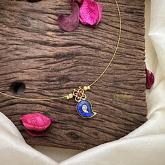 Elegant Single Blue Kemp Stone Manga Pendant Invisible Chain-G15539