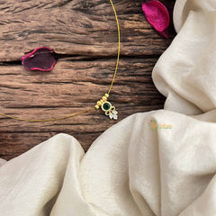 Vriksham Minimalist Round Shape Pendant Invisible Chain-Green-G20600