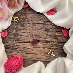 Vriksham Minimalist Round Shape Pendant Invisible Chain-Red-G20601