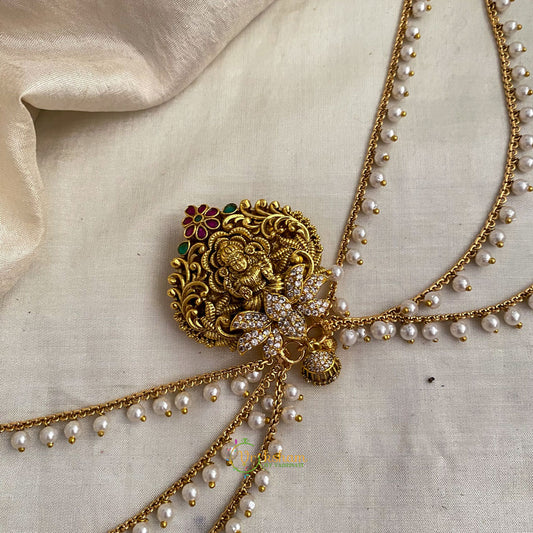 Elegant AD Stone Lakshmi Jada Bun Billai Maatil -  Pearl Maatil - G11493