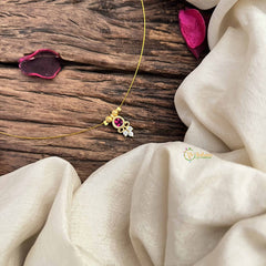 Vriksham Minimalist Round Shape Pendant Invisible Chain-Red-G20601